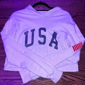 USA thin cropped hoodie